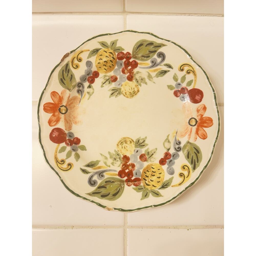 Steubenville Made in the U.S.A. Fruit Flowers Decorated Saucer